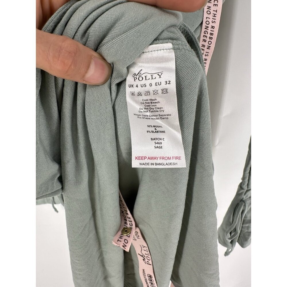 Oh Polly Amryn Long Sleeve A-Line Mini Dress Sage Size US 0 NWT - Picture 8 of 13